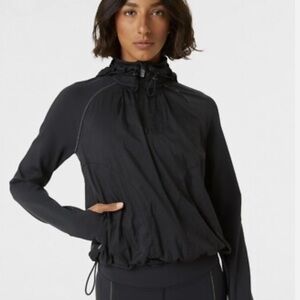 Outdoor Voices Black Frostknit Hoodie quarter zip jacket